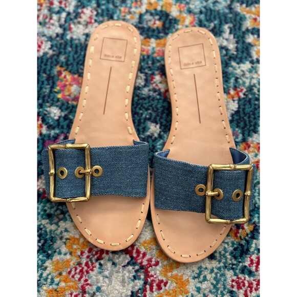 Dolce Vita Shoes - Dolce Vita Dasa Slide Sandals in Blue Denim Size 9.5